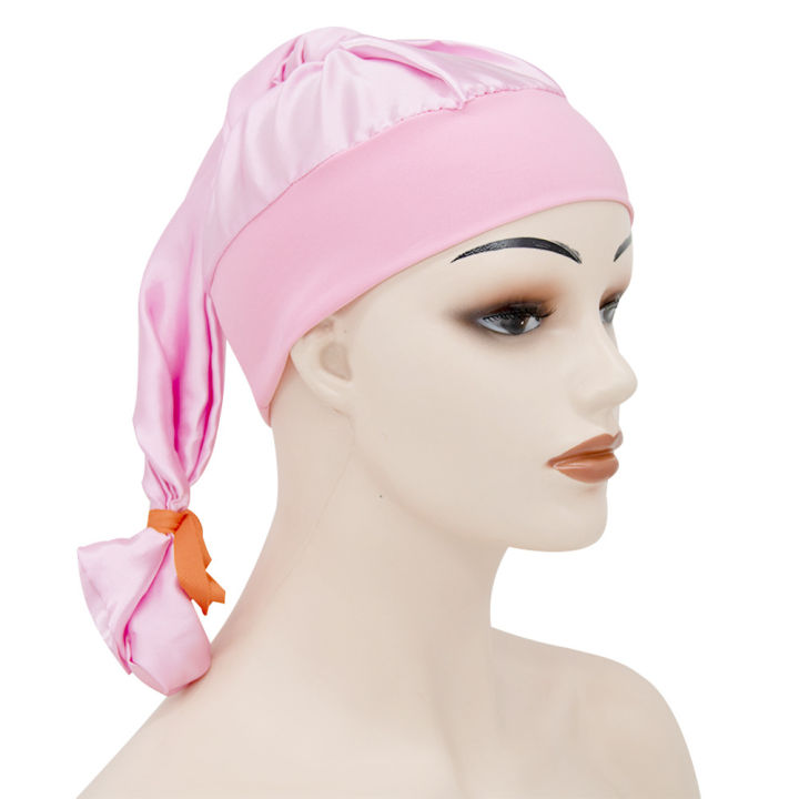hair-care-cap-beauty-tools-wide-brimmed-satin-nightcap-ladies-long-hair-hat-silk-hat-hood-hat-sleep-cap