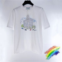 2023ss คาซาบลังกา T เสื้อผู้ชายผู้หญิง1:1ที่มีคุณภาพที่ดีที่สุด Skyscraper Street View รูปแบบยอด Tees