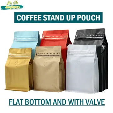 50pcs Wholesale Transparent Square Flat Bottom Packaging Pouches with One  Way Valve Coffee Tea Nuts Mylar Clear Bags