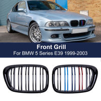 1คู่คู่ Slat Line Gloss สีดำด้านหน้ากระจังหน้าสำหรับ BMW 5 Series E39 M5 525 528 1995-2004เปลี่ยน