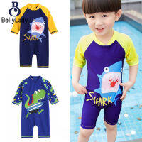 Boys One-piece Swimsuit Cartoon Printing Half Sleeve Zipper Surfing Suit Sunscreen Swimwear【fast】