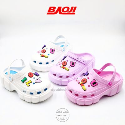 [ลิขสิทธิ์แท้] Baoji Clog Jibbitz รองเท้าแตะ แบบสวม ผู้หญิง พื้นหนา BO37-113