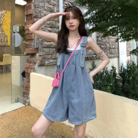 ZHC Jean Straps Shorts Female Korean Version 2022 Cute Age Reduction Outside Wear Loose Wide Leg Pants