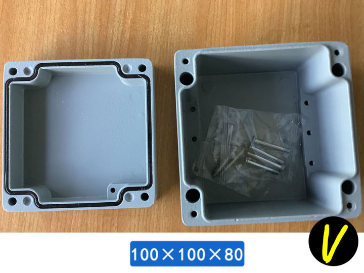 กล่องอลูมิเนียมกันน้ำ-ip66-สีเทา-ขนาด-100-x-100-x-80-มม-v