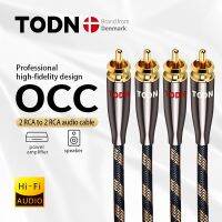 TODN RCA 99.999% OCC 1คู่สเตอริโอ RCA 2RCA เสียง Hi-Fi คุณภาพสูงเพื่อเชื่อมต่อเครื่องผสม2RCA