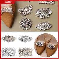 EWELLBE 1PC ผู้หญิง Rhinestone ส้นสูง งานแต่งงาน คลิปตกแต่งรองเท้า คลิปเงา หัวเข็มขัด แคลมป์สแควร์