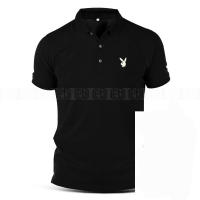 Summer Polo Shirt Playboy Logo Graphic Cotton Classic Vintage Popular Fashion Streetwear Casual Men T Shirt