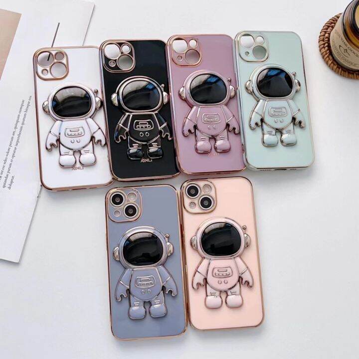 เคสนักบินอวกาศมีขาตั้ง-สำรับรุ่นiphone-15-pro-max-15plus-14plus-14-pro-max-13-13pro-max-12-12promax-11-นิ่มเคสสิชิโคนขอบตรงกันกล้อง