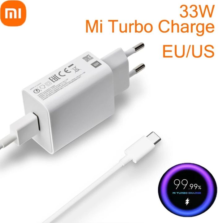Original Xiaomi 33w Charger EU Turbo Charge Type C Cable for Xiaomi Redmi  Note 9 Pro POCO X3 Nfc Mi 10 9 Note 10 10X LITE 