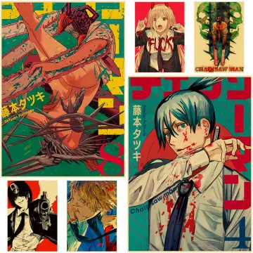 Hot Anime Chainsaw Man Posters Retro Kraft Paper Prints High Quality Art  Painting For Home Decor