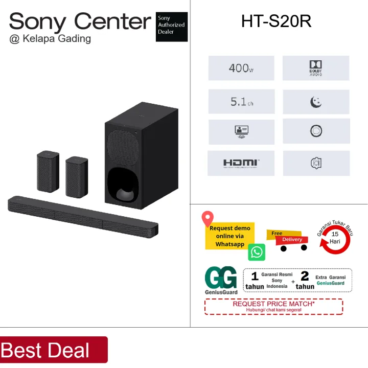 SONY HT-S20R / HT S20R / S20 5.1ch Home Cinema Soundbar System ...
