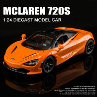 1/24 MCLAREN 720S ประตูเปิดปิดดึงกลับได้จำลองตายรถยนต์ขนาดเล็กโลหะมีเสียงและเบาตายรถบัสของเล่นรถบรรทุกอัลลอยหล่อโมเดลรถของตกแต่งของขวัญคอลเลกชัน