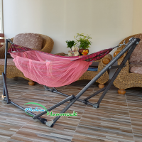 Modern Hammock เปลเด็กอ่อนสไตล์เปลญวนขนาด (M) ผ้าเปลผ้าขาวม้ากับผ้ามุ้งโทนสีส้ม