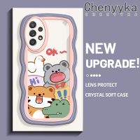 Chenyyyka เคสปลอกสำหรับ Samsung กาแลคซี A52s 5G A52 4G A52 5G เคสการ์ตูนหมีจระเข้เสือแฟชั่นสีสันสดใสลายคลื่นขอบเคสโทรศัพท์โปร่งใสป้องกันเลนส์กล้องนิ่มกันกระแทกเคสใสซิลิโคน