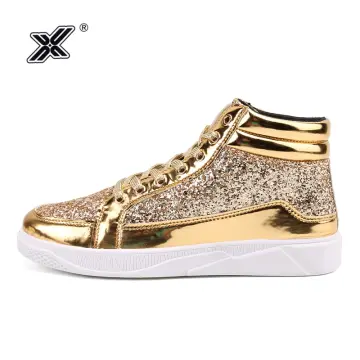 Gold glitter slip hot sale on shoes