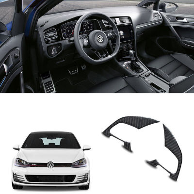 ปุ่มตกแต่งพวงมาลัยรถยนต์ไฟเบอร์รถยนต์สติกเกอร์คาร์บอนไฟเบอร์1ชิ้นสำหรับ Volkswagen VW Golf 7 GTI MK7 2014-2019