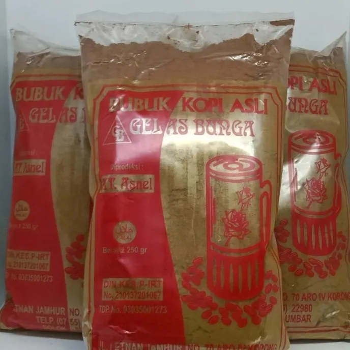 Kopi Bubuk Cap Gelas Tangkai Isi 250 Gr Asli Solok Sumatra Barat 250