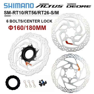 SHIMANO Deore SM RT56 RT26 160มิลลิเมตร180มิลลิเมตร RT66ดิสก์เบรก ALTUS RT10ศูนย์ล็อคโรเตอร์ MTB จักรยาน Hyraulic เบรกใบพัดสำหรับ XT SLX