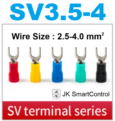 SV3.5-4 : หางปลาแฉก หุ้มเต็ม ขนาด 2.5-4.0 ตร.มม. ทองแดง/ทองเหลือง (SV terminal size 2.5-4.0 sq.mm. Copper/Brass)