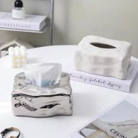 New Ice-Block High-Quality Ceramic Tissue Box Ornaments Nordic Design Household Napkin Paper Box Drawer