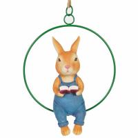 Garden Bunny Statues Garden Hanging Swing Reading Book Bunny Statue Resin Garden Outdoor Decor Bunny Sculpture Yard Art Gift For Lawn Tree Decorations well-suited