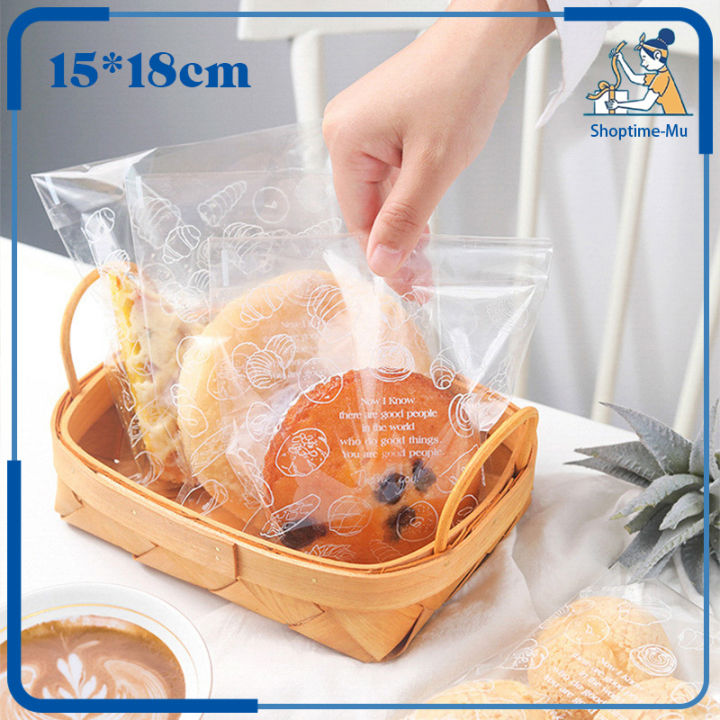 100pcs Kemasan Kue Bakery Kantong Plastik Opp Roti Kemasan Roti Plastik Kemasan Roti Lazada 9596