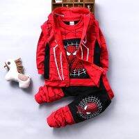 【COD】3 IN 1 Boys Clothes Sets Baby Kids Outwear + T-shirt+ Pants Sweater Jacket 1-4Y