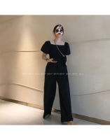 พร้อมส่ง ? lady black jumpsuit C1026 จั้มสูทขายาว จั้มสูทขายาวแขนตุ๊กตา