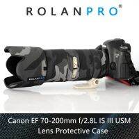 เสื้อโค๊ตกันน้ำ ROLANPRO สำหรับ Canon EF 70-200มม. F2.8 L คือ III U ลายพรางเคสโทรศัพท์กันกระแทกที่บังฝน