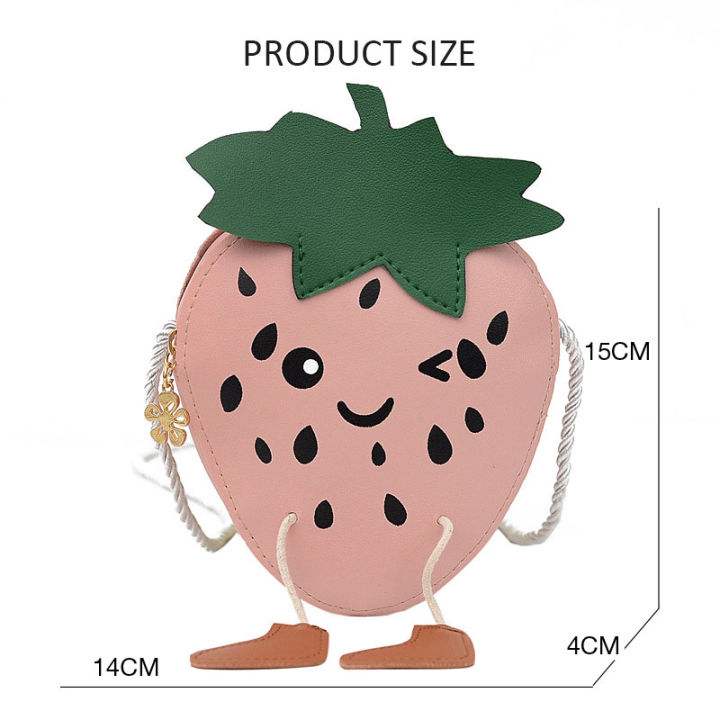 baolongxin-กระเป๋าหิ้วสตรอเบอร์รี่กระเป๋าเล็กสำหรับเด็ก-น้อยน่ารักเด็กผู้หญิงอุปกรณ์-dompet-koin-กระเป๋าสะพายไหล่ผลไม้