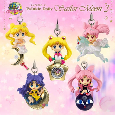 Bandai Gashapon เซเลอร์มูนทินดากัน Rajah Q Versi Twinkle Doll อะนิเมะ Kapsul Mainan 5 Pcssset