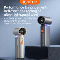 JISULIFE 3 In 1 Kipas Angin Portable แบตเตอรี่9000มินิชาร์จได้พร้อมฟังก์ชั่นเครื่องเป่าฝุ่นพัดลมขนาดเล็กพร้อมจอ LED กลางแจ้งความเร็ว1-100