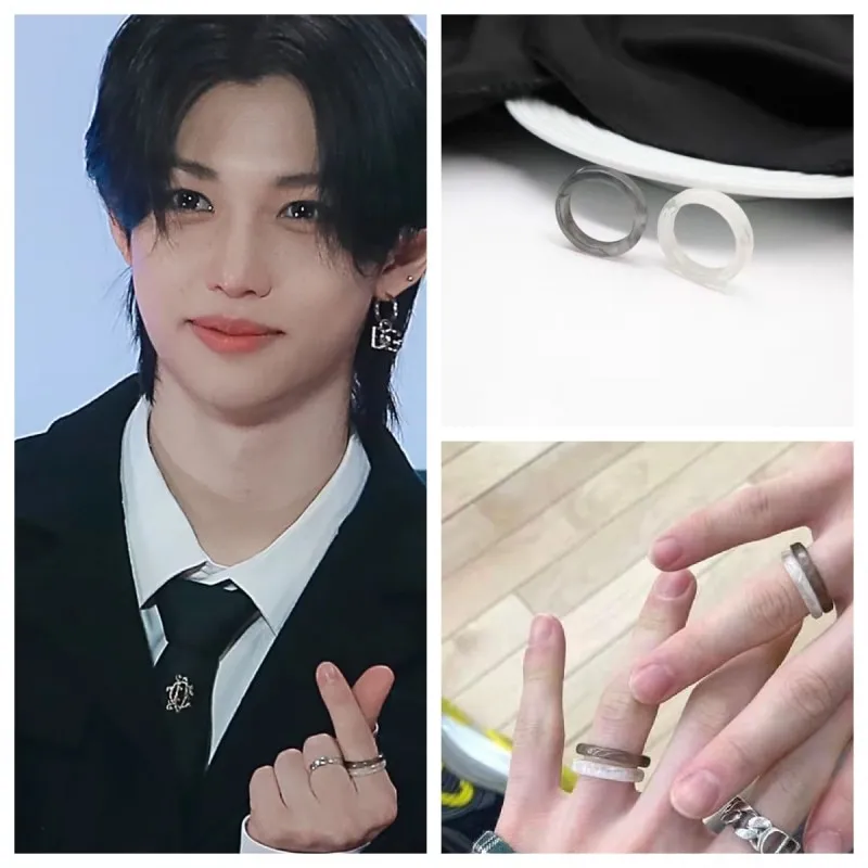 Jungkook Bts Wearing Rings Rainbow Twink Bling Ring BLACK PASION