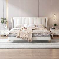 HOMIE LIFE เตียงนอน 6 ฟุต Leather Bed frame เตียงมินิมอล Bedroom Solid Wood Soft Bed H21