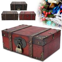 Vintage Large Capacity Wooden Jewelry Storage Box Decorative Treasure Lockable Necklace Earring Ring Storage Box Women Gifts