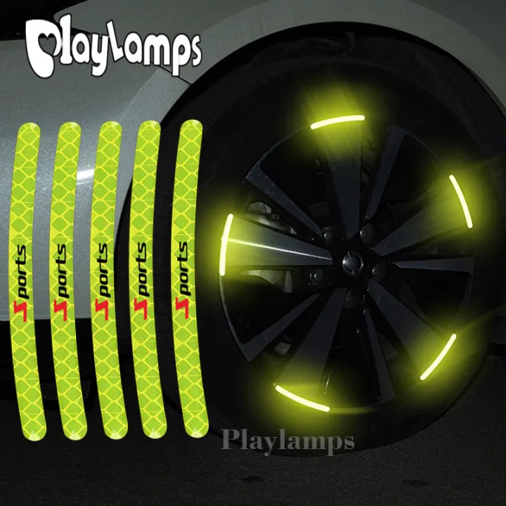 5Pcs/Set Car Reflective Stickers Car Wheel Sticker Warning Decal Strip