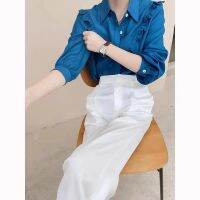 Satin Wide-Leg Pants Women Spring Autumn Thin High-Waist Drape Suit Straight Casual Imitation Acetate Ice Silk