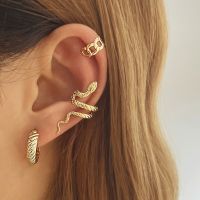 【YP】 Snake Earrings for Gold Color Round Ear Female 2022 Trend Cuffs Valentines Day Jewelry