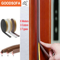 6M Door window sealing strip self adhesive Sound Insulation Foam Weatherstrip Anti-Collision Rubber Seal Draught Excluder Tape