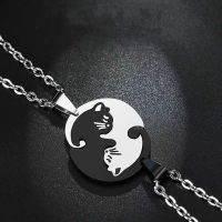 Cat Couple Necklaces For Lovers Yin Yang Animal Pendant Necklace Heart Couples Friendship Jewelry for Lovers Best Friends Gift