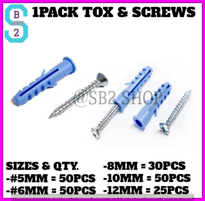 SB2-3900 1 SET OF TOX & SCREWS (5MM=50PCS) (6MM=50PCS) (8MM=30PCS ...