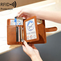 ข้ามพรมแดนใหม่มัลติฟังก์ชั่ RFID แปรงป้องกันการโจรกรรมกระเป๋าหนังสือเดินทางสั้นแฟชั่นทุกการแข่งขันสีทึบกระเป๋าสตางค์ ID กระเป๋าถุงบัตร