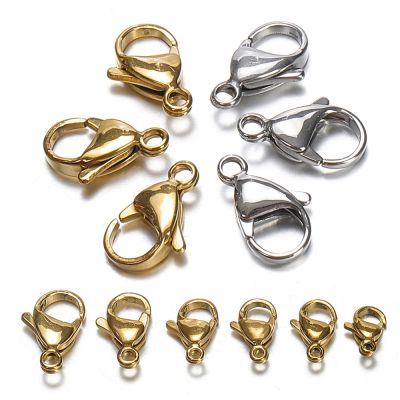 100pcs 20pcs 9-15mm Stainless Steel Lobster Clasps for Bracelet Necklace Gold Color Chain Claw Connectors DIY Jewelry Making