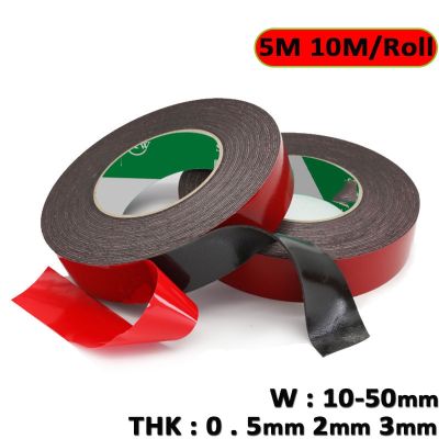 ✘✤✿ 5/10M Black Double-sided Adhesive Foam 0.5mm 1mm 2mm 3mm Thick Strong High Viscosity PE Sponge Tape For Automobile Width10-50mm
