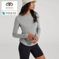 Available Outdoor Spring And Autumn Womens Tencel Wool Long Sleeve Bottoming Merino Quick-Drying Breathable Running Sports Stretch Round Neck