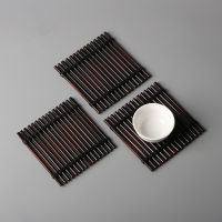 Black Bamboo Bamboo Plate Woven Saucer Heat Proof Mat Tea Tray Teacup Mat Kung Fu Tea Utensils Bamboo Tea Table Coaster