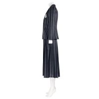 Wednesday Addams Cosplay Costume Schoolgirl Nevermore College School Uniforms Wig Striped Vest Shirt Coat Suit Halloween Party