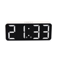 Digital Desk Alarm Clock Mirror Date Temperature LED Display,USB Port,Bedside Table Contact Snooze Clocks for Bedroom