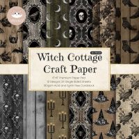 24 Sheet 6"X6" Witch Cottage Gothic Vintage Seamless Backdrop Cardstock Craft Paper Horrible Skeleton Scrapbooking Craft Paper  Scrapbooking