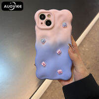 AUOVIEE เคสจี้การ์ตูนพับหลากสีขอบหยักพร้อมเคสสำหรับ iPhone 15 14 13 12 11 Pro Max Plus เคสโทรศัพท์ซิลิโคนหนา